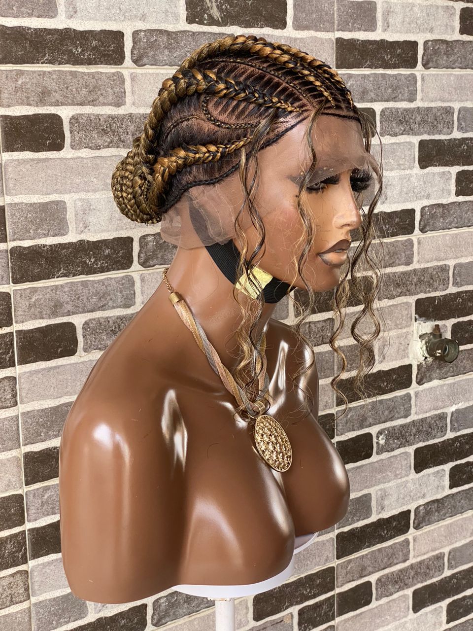 Feeding Braid Cornrow Wig (100% Human Hair Full Lace Base) -Janisa braid