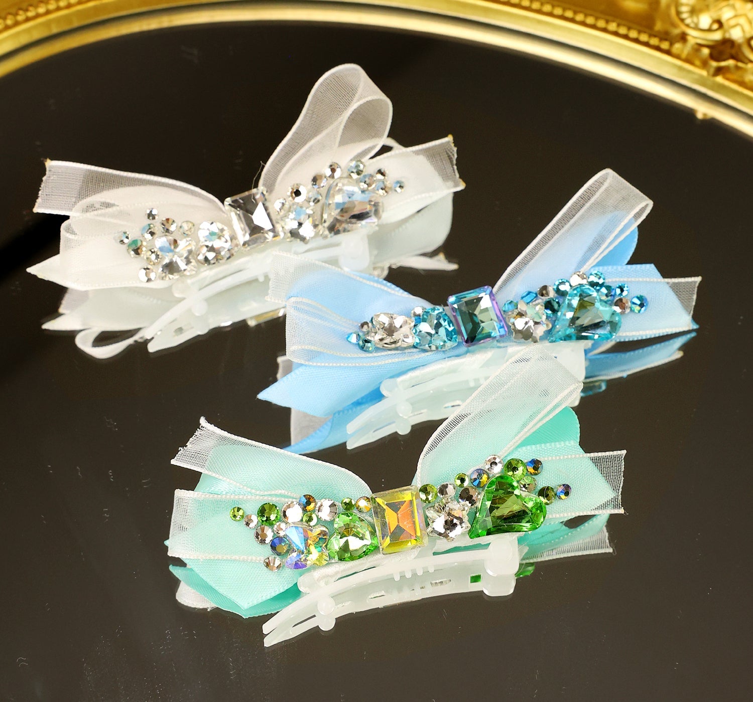 Pet Accessories Crystal Ribbon Hair Clip Headwear
