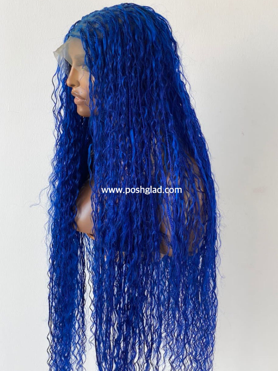 Bohemian Knotless Braid Wig (100% Human Hair Curls) Full Lace - Tara Blue