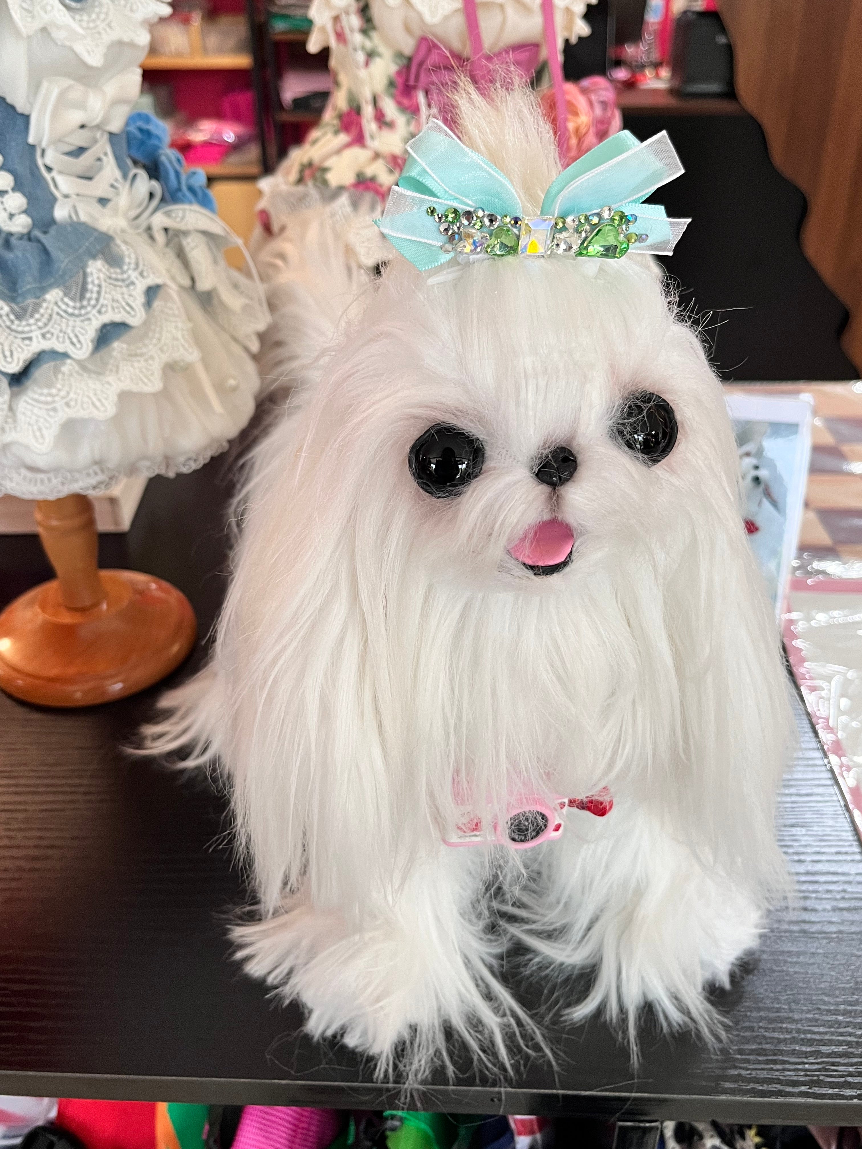 Pet Accessories Crystal Ribbon Hair Clip Headwear