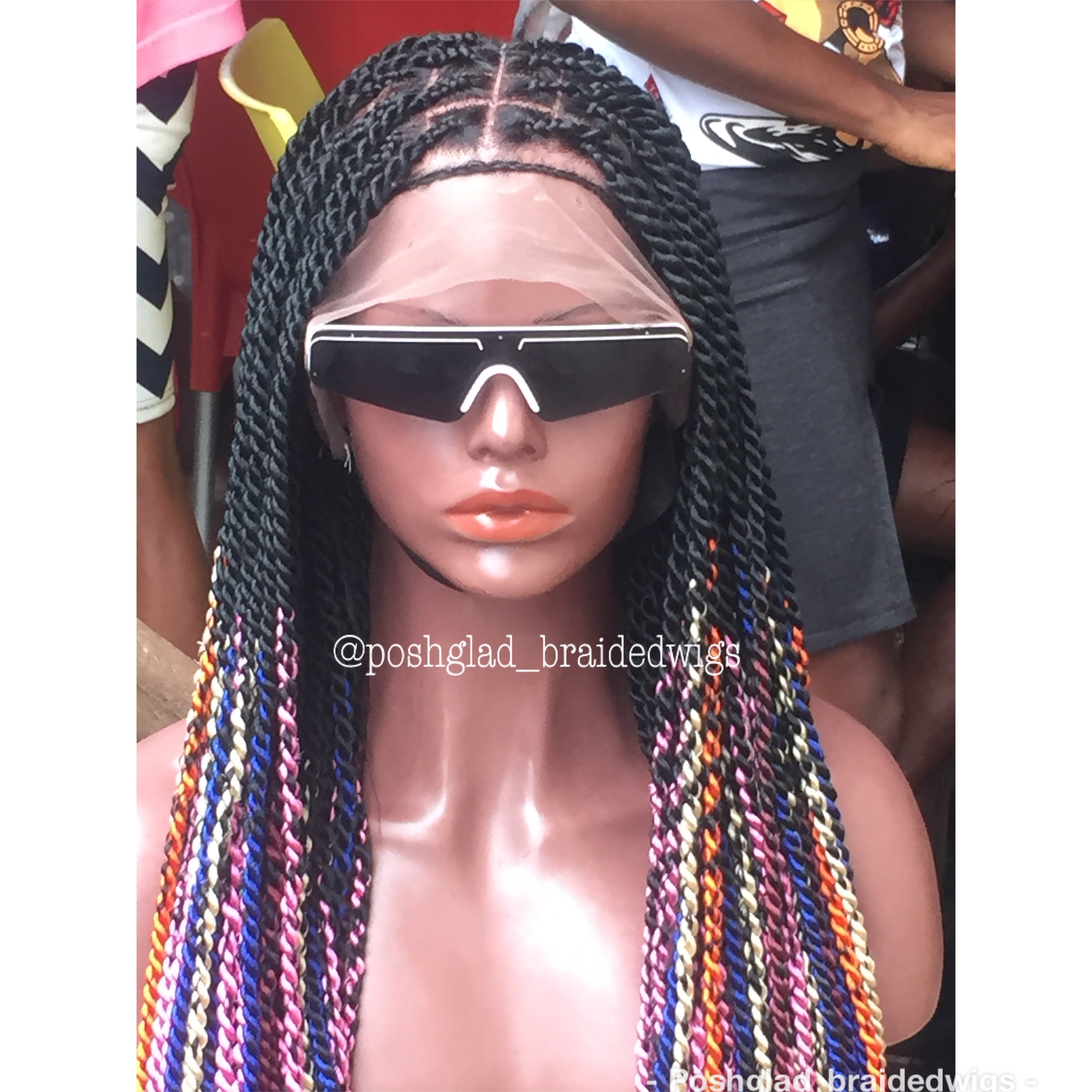 Shade Knotless Braid Wig "Mixed Colors" Waist Length (Amun)