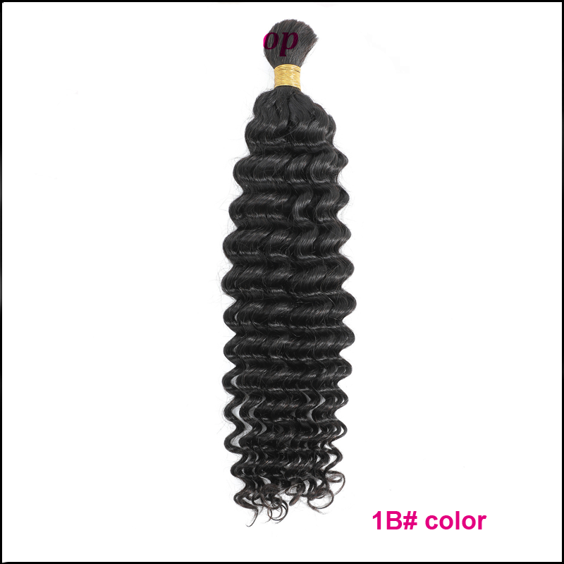 10A Colored Deep Wave Human Hair Bulk for Braiding - No Weft - Real Hair Silk