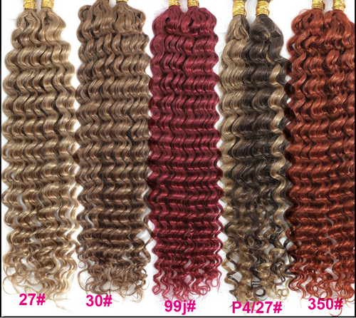 10A Colored Deep Wave Human Hair Bulk for Braiding - No Weft - Real Hair Silk