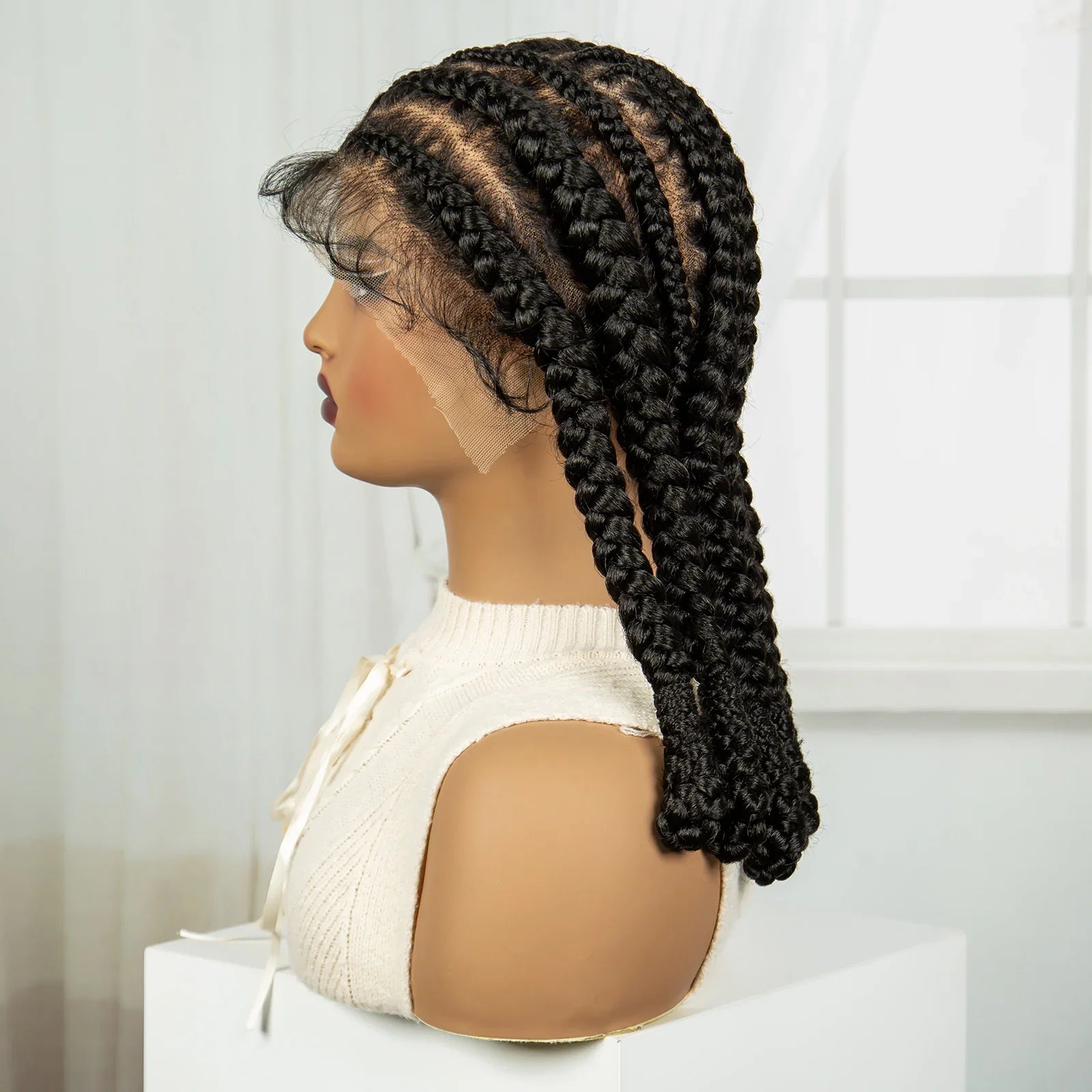 16" Cornrow Bantu Braids Wig | Full Lace Frontal | Baby Hair