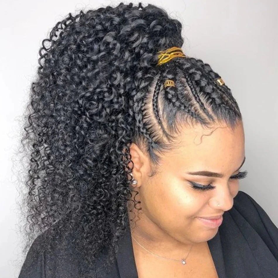 16" Human Hair Bob Braid Wig | Afro Kinky Curly | 250% Density | Remy Hair | Lace Front