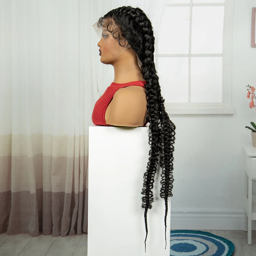 38" Knotless Twist Cornrow Braids Wig | Full Lace | Baby Hair