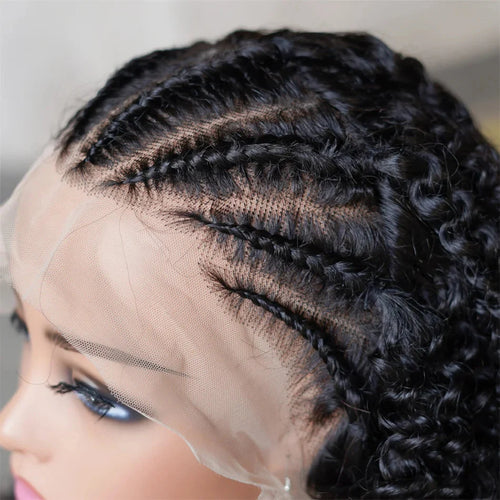 16" Human Hair Bob Braid Wig | Afro Kinky Curly | 250% Density | Remy Hair | Lace Front