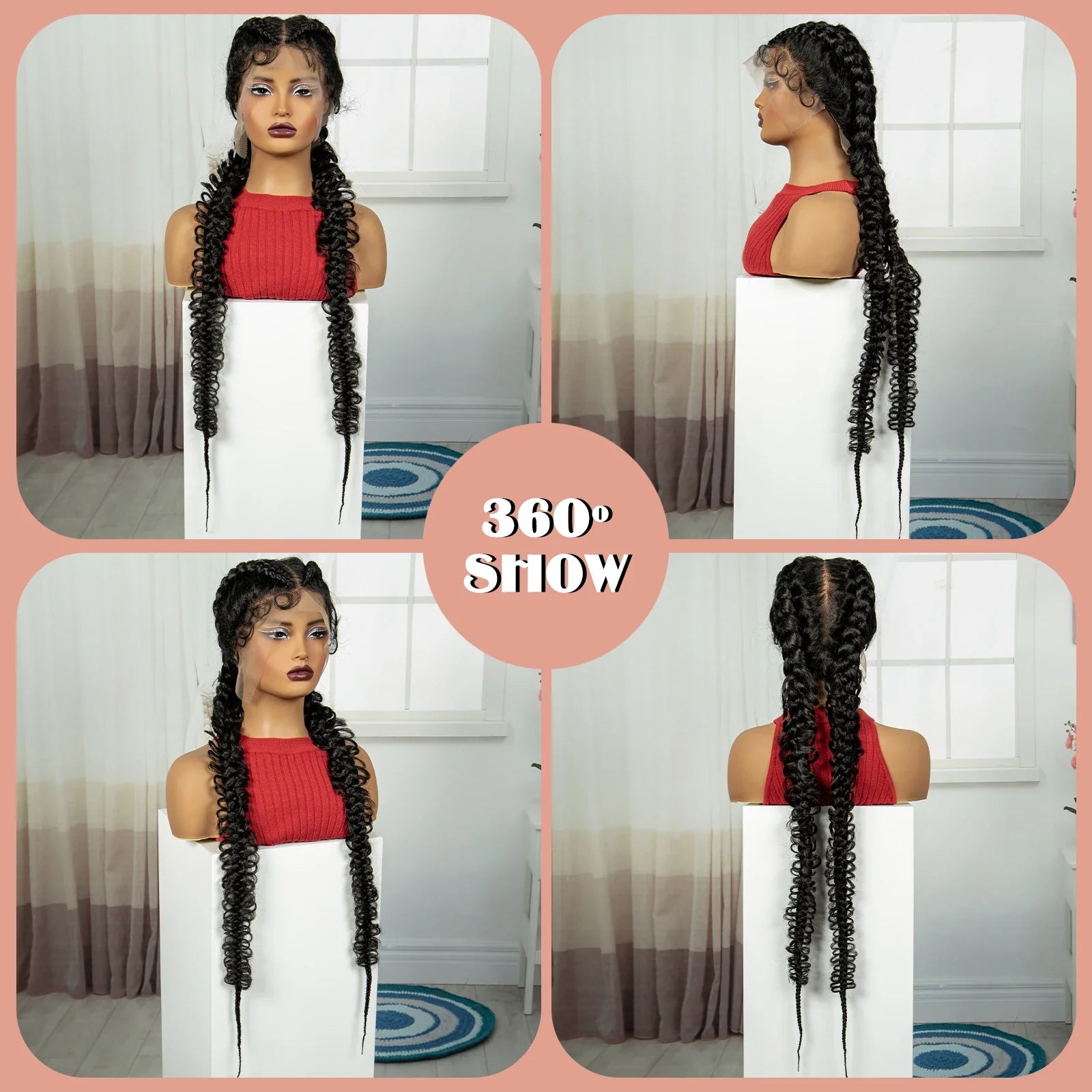 38" Knotless Twist Cornrow Braids Wig | Full Lace | Baby Hair