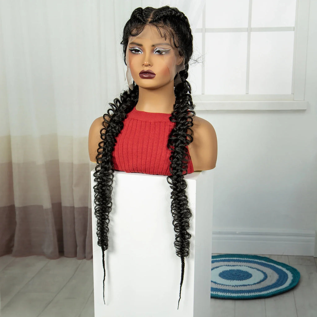 38" Knotless Twist Cornrow Braids Wig | Full Lace | Baby Hair