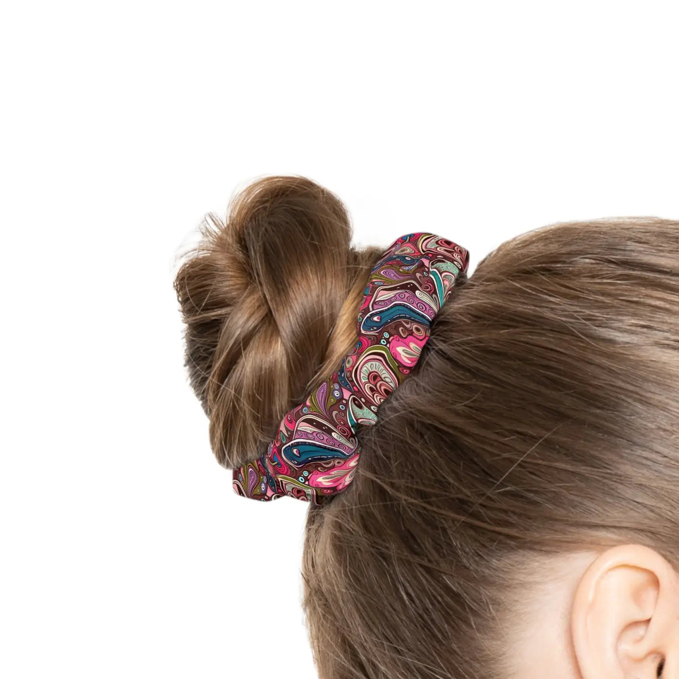 Paisley Pink Scrunchie - Blue Hair Accessories - DipaliZ