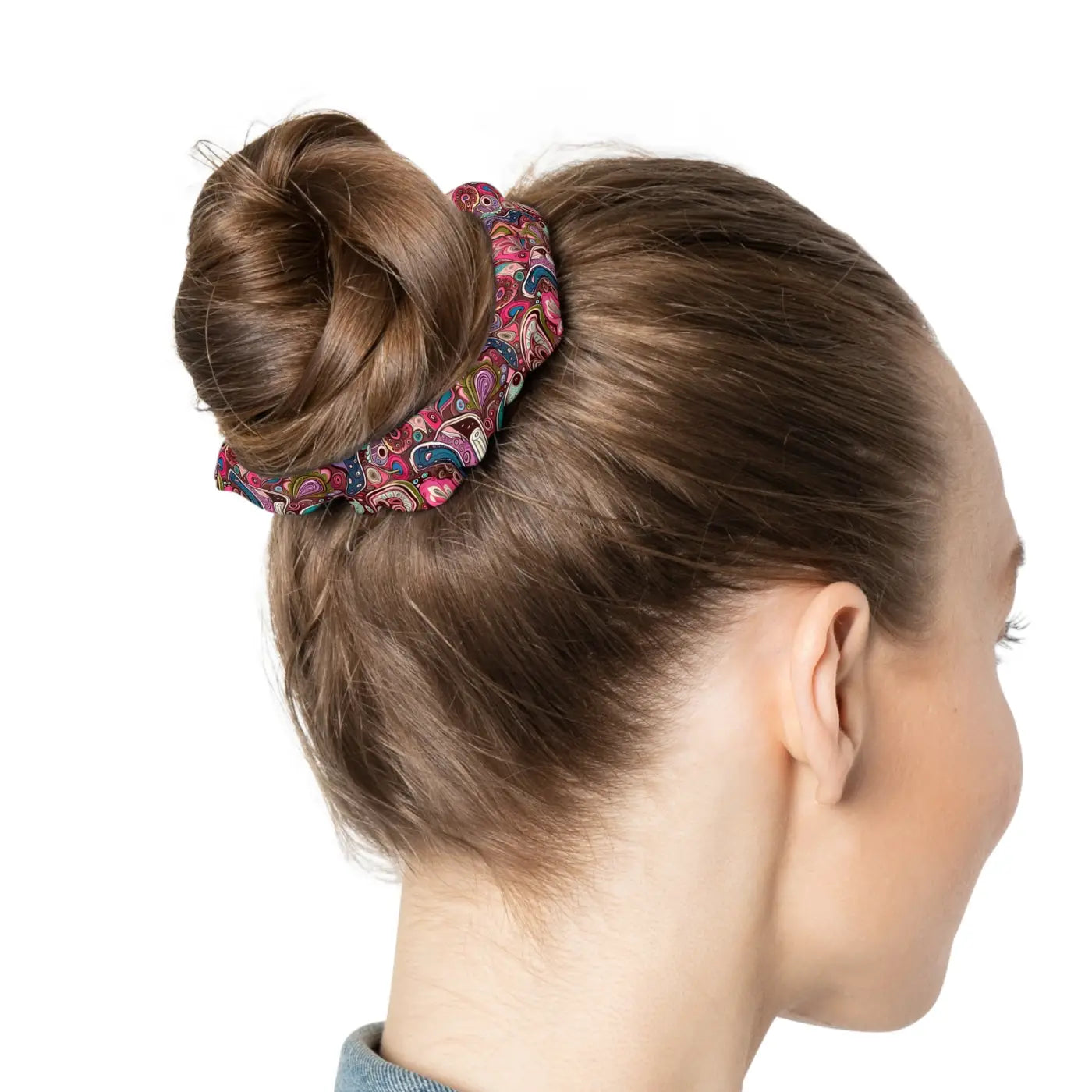 Paisley Pink Scrunchie - Blue Hair Accessories - DipaliZ