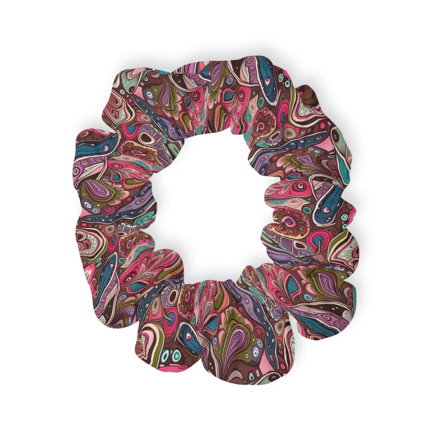 Paisley Pink Scrunchie - Blue Hair Accessories - DipaliZ