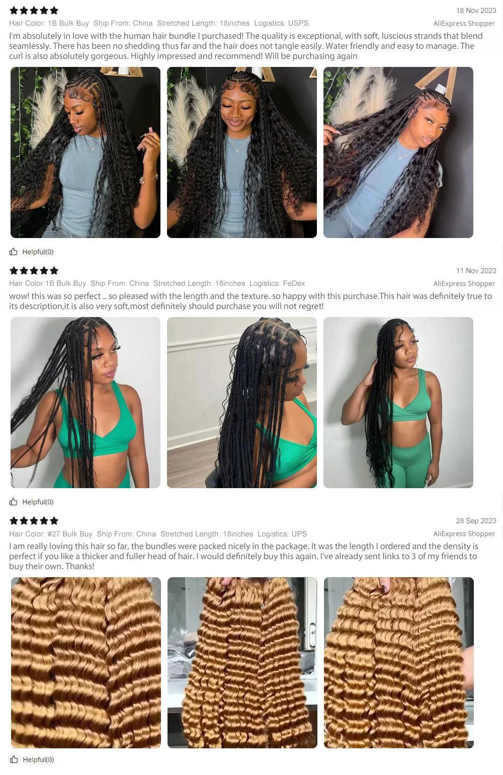 Human Hair 20" Braiding Bundle - Deep Wave Highlight P4/27 for Gorgeous Styles