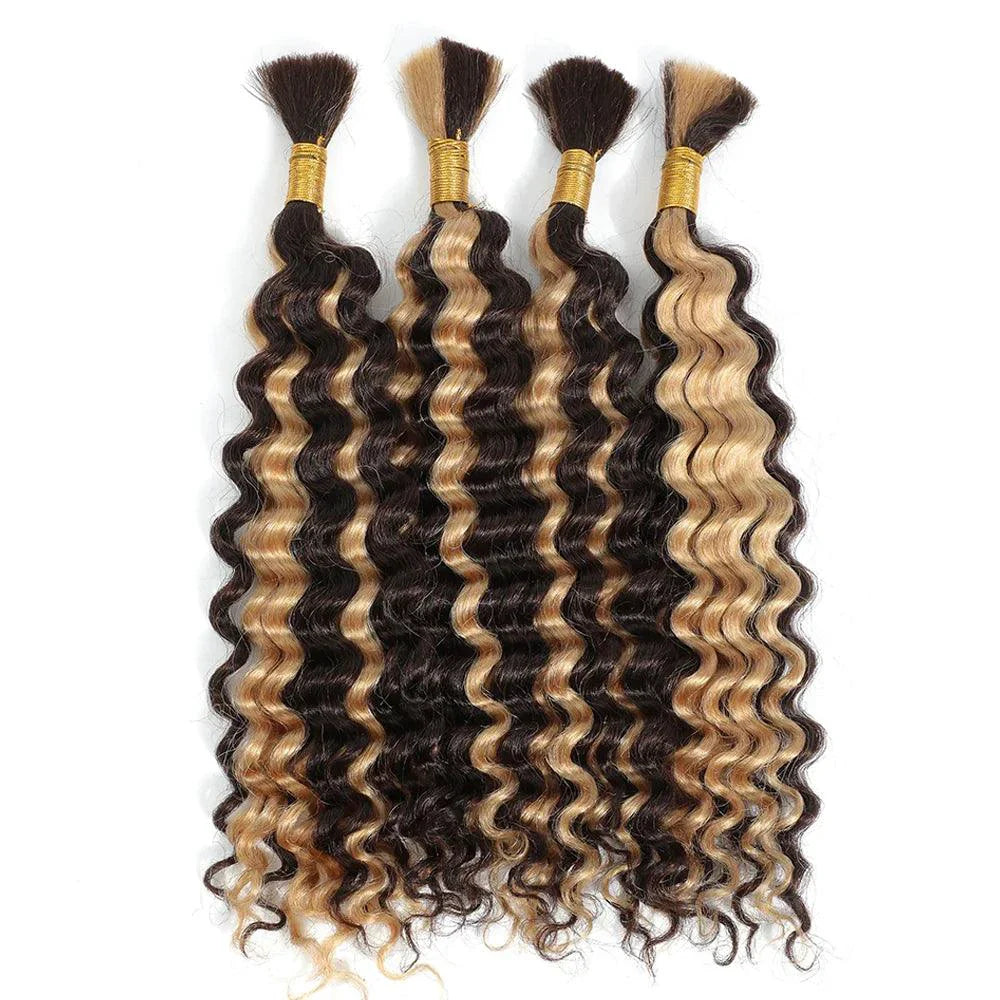 Human Hair 20" Braiding Bundle - Deep Wave Highlight P4/27 for Gorgeous Styles