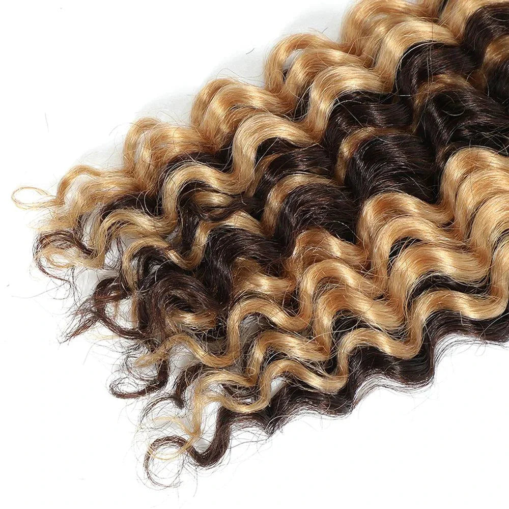 Human Hair 20" Braiding Bundle - Deep Wave Highlight P4/27 for Gorgeous Styles