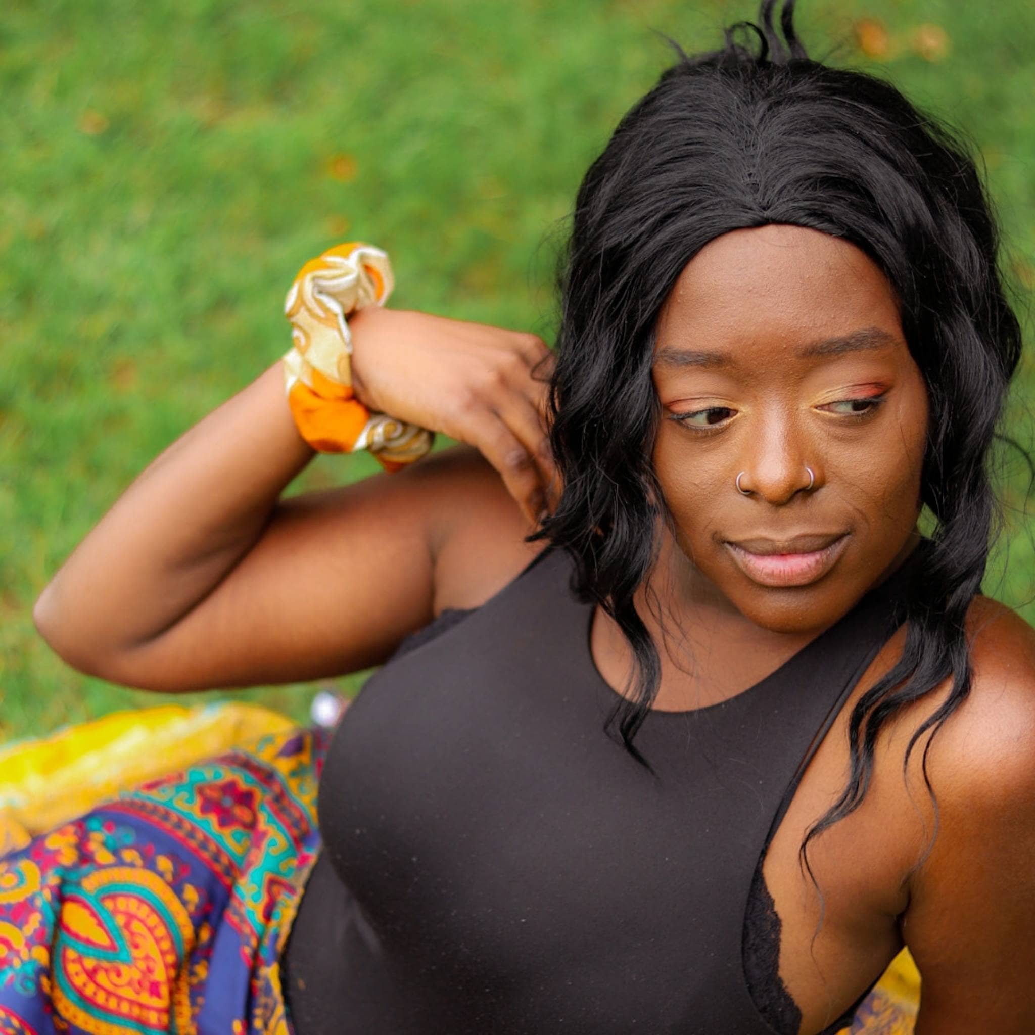 Colorful Reclaimed Sari Scrunchies 5-Pack